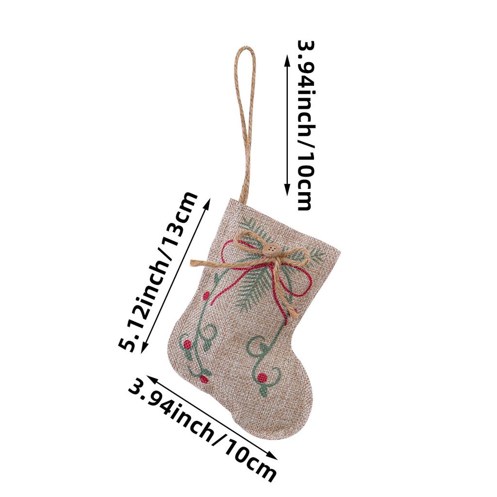 New Christmas Linen Pendant Printed Five-pointed Star Christmas Tree Shopping Mall Decoration Small Pendant