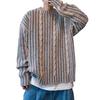 Men Autumn Winter Sweater Mixed Color Knitting Twisted Texture Loose Thick Long Sleeves O Neck Pullover Keep Warm Street Style Sweater Top