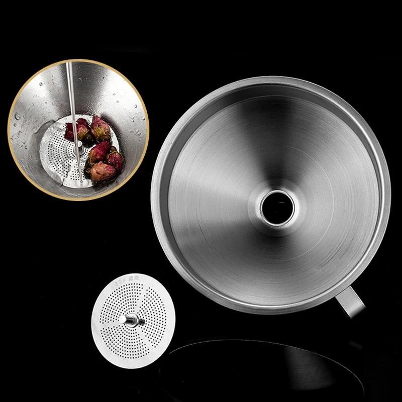 Kitchen Funnel Stainless Steel Funnel with Strainer Large Metal Funnel Filter for Filling Bottle Oil Liquid Kitchen Accessories