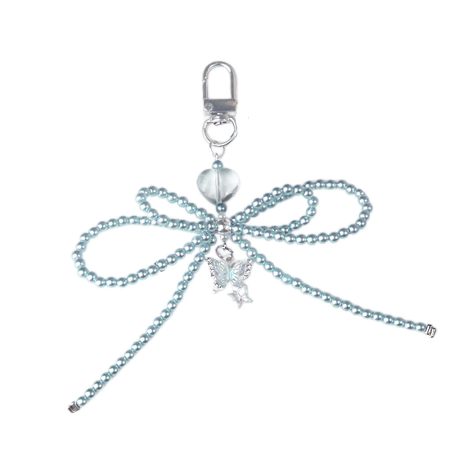 

Двухслойный брелок-подвеска с бантом, жемчужный бисер, узел-бабочка, модное украшение-бант для телефонов и сумки синий