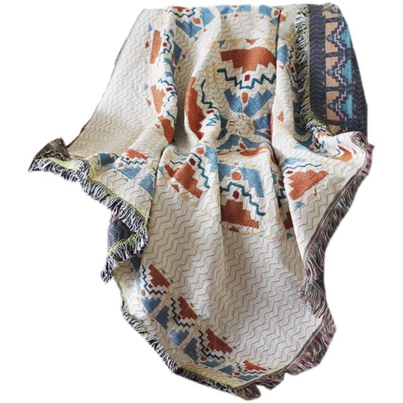 Boho Woven Blanket Double-Sided Tassels 130X180 Cm Throw Ethnic Design