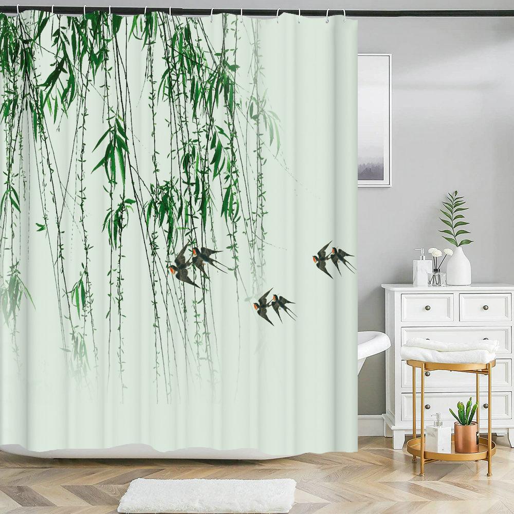 Beautiful Flowers Shower Curtains Floral Printed 3D Curtain For Bathroom Polyester Fabric Waterproof Bathroom Curtain with Hooks