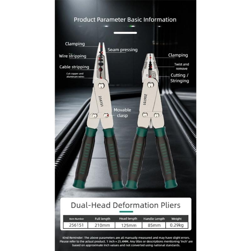Ergonomic Slip Resistant Grip Adjustable Jaw Pliers 0.5-6mm² Suitable For Wire Stripping Cutting And Cable Maintenance