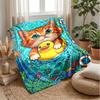 Kitten in Valentine s Frame Theme blanket Lightweight Warm Flannel Blanket Decorative Throw Blanket for Home Decoration