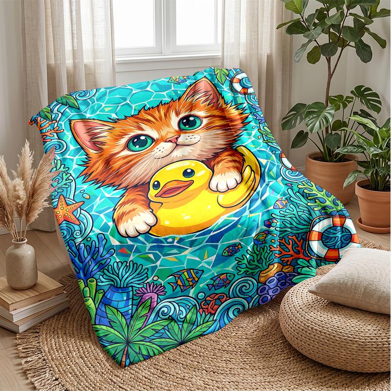 Kitten in Valentine s Frame Theme blanket Lightweight Warm Flannel Blanket Decorative Throw Blanket for Home Decoration
