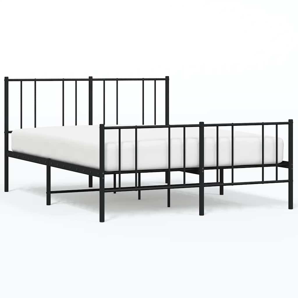 Vidaxl Struttura Letto in Metallo con Testiera e Pediera, Nera, 140X190Cm