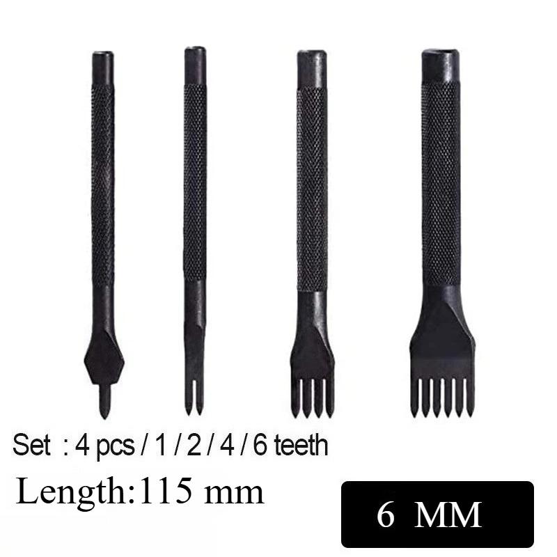 4Pcs Leather Punch Set Sewing Stitching Chisel 1 2 4 6 Prong Hole Punch Tool DIY Leathercraft Kit