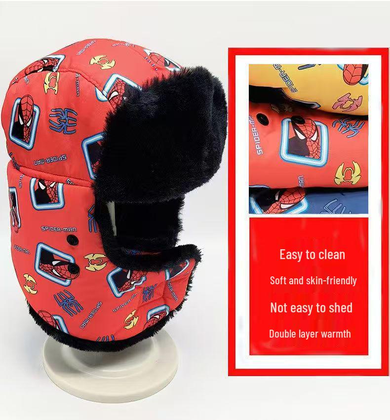 Kids' Velvet-Lined Winter Hat with Ear Protection - Windproof, Warm, and Perfect for Cycling