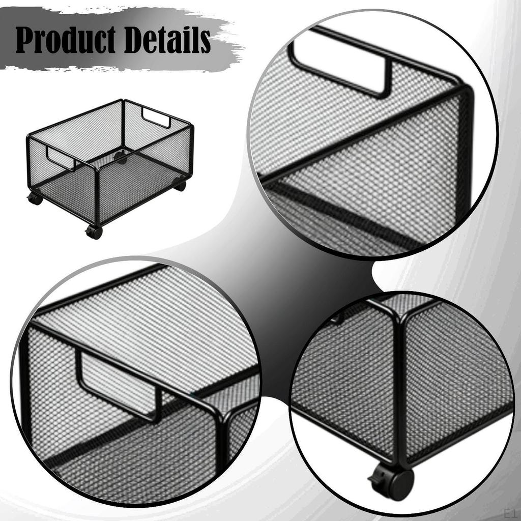 Mesh Rolling File Cart Portable Storage Basket Shelf for Crafts, Folders