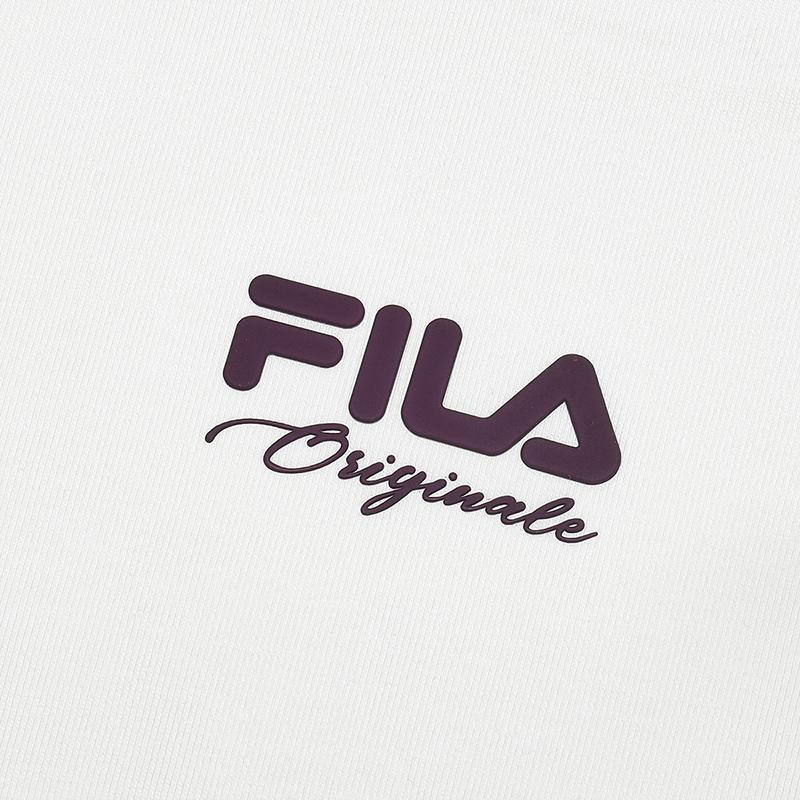 Fila Original Casual Versatile Knitted Short Sleeve T-Shirt Women Tops Cloud-Mushroom-White F11W519103FWT
