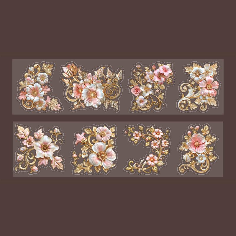 

Mr. Paper, 200cm/roll, Vintage Flower Die-cutting PET Tape, Scrapbook, Phone Case, Water Cup Decoration Collage Tape Sticker