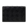 Intrecciato Woven Design Snap Closure Lambskin Card Holder Women Card Holder Black 814091VCPP38425
