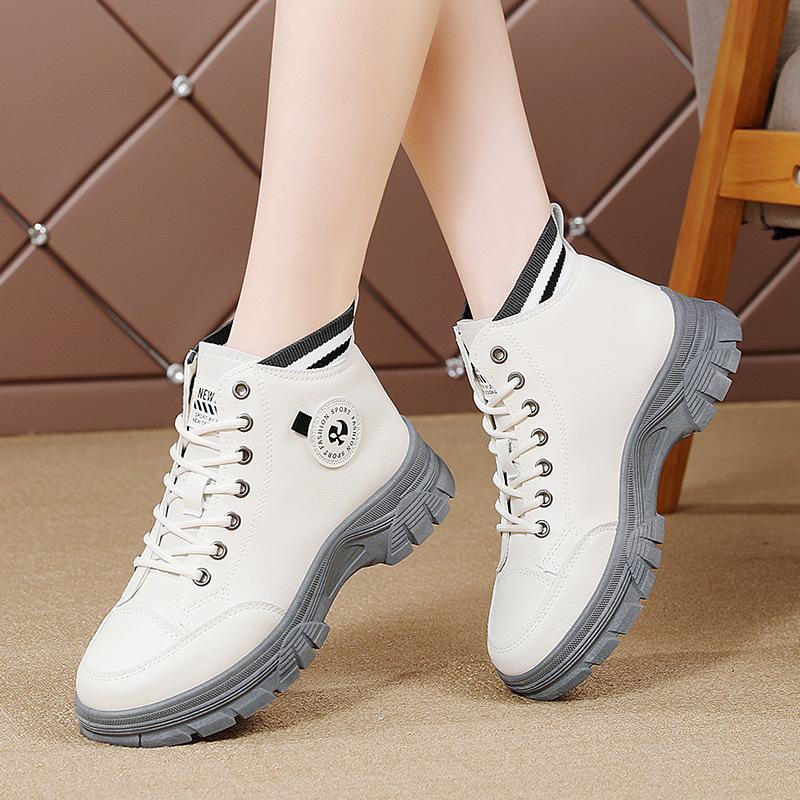 

New autumn high-top sports board shoes ins student casual shoes 35 бежевый