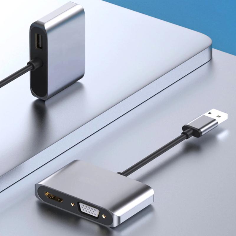 

Usb3.0 в HDMI-совместимый Vga Usb2.0 Док-станция 3-в-1 Конвертер с несколькими дисплеями