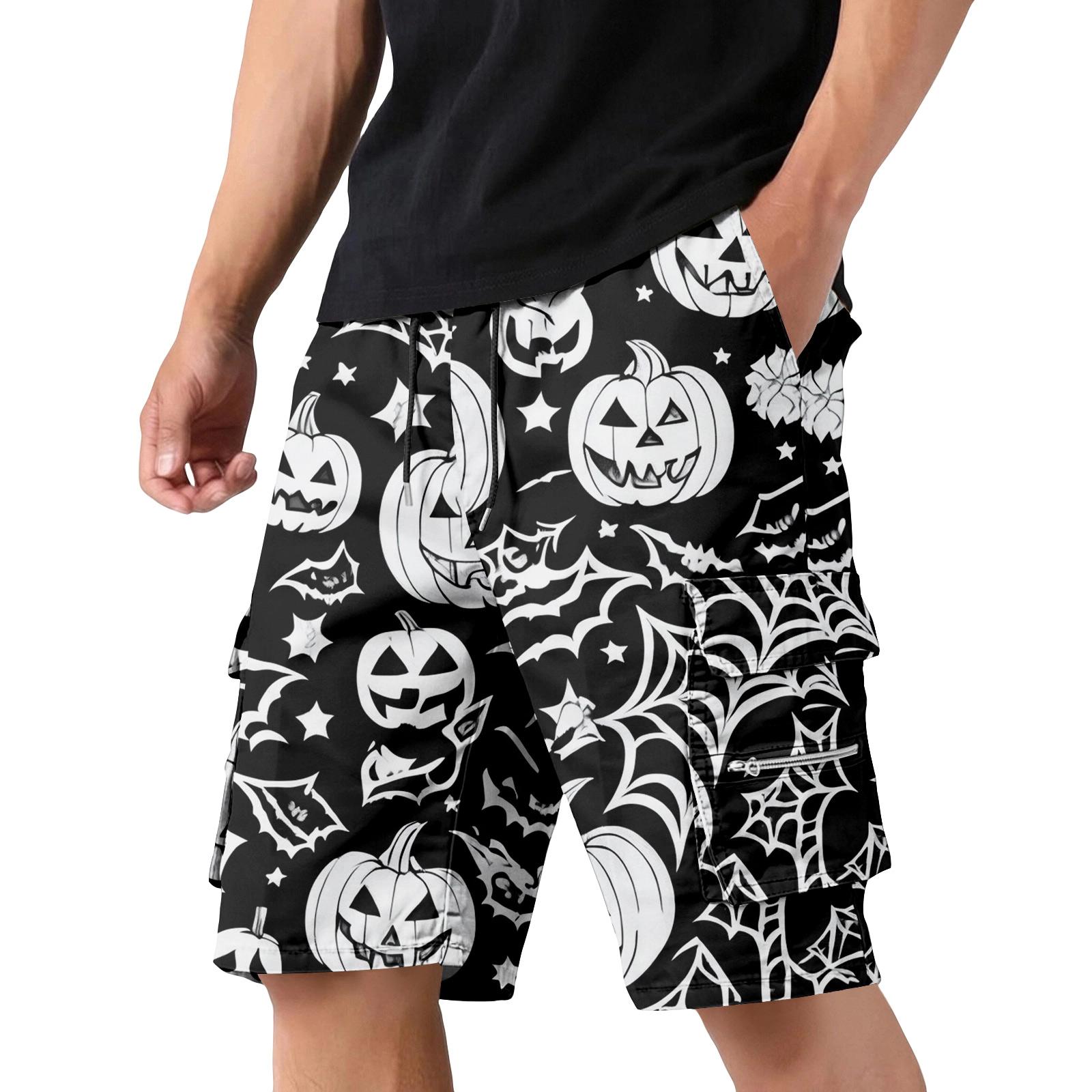 Men s Halloween Cargo Shorts Drawstring Waist with Pockets Casual Summer XXXL