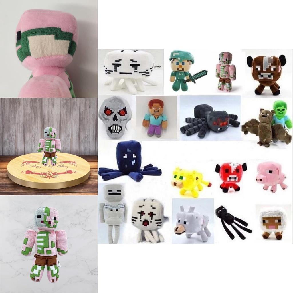 Soft And Cute Plush Minecraft Characters Enderman Creeper Zombie Parrot Dolphin Axolotl And More!