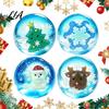 Anti-stress Ball Toy Christmas Clear Stress Toy, Anxiety Relief with Santa Reindeer Hand Tree Snowflake Figure, Soft Squeeze Sensory Party Favors