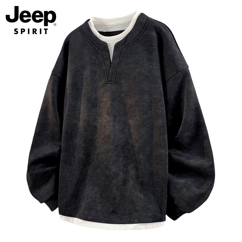 JEEP SPIRIT Men s Faux Layered Sweatshirt 4XL