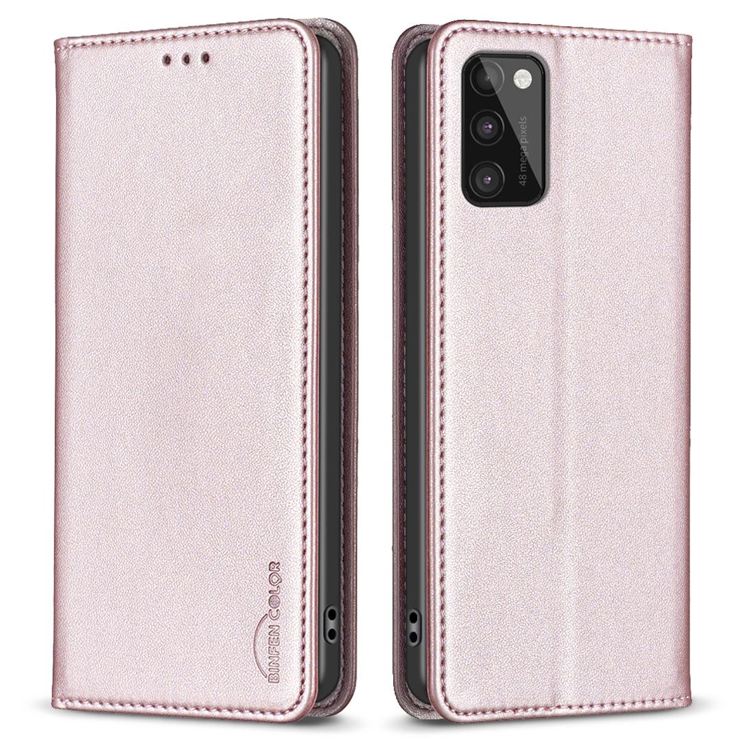 

BINFEN COLOR BF18 Phone Leather Case for Samsung Galaxy A41 (Global Version) Card Holder Stand Cover Rose Gold
