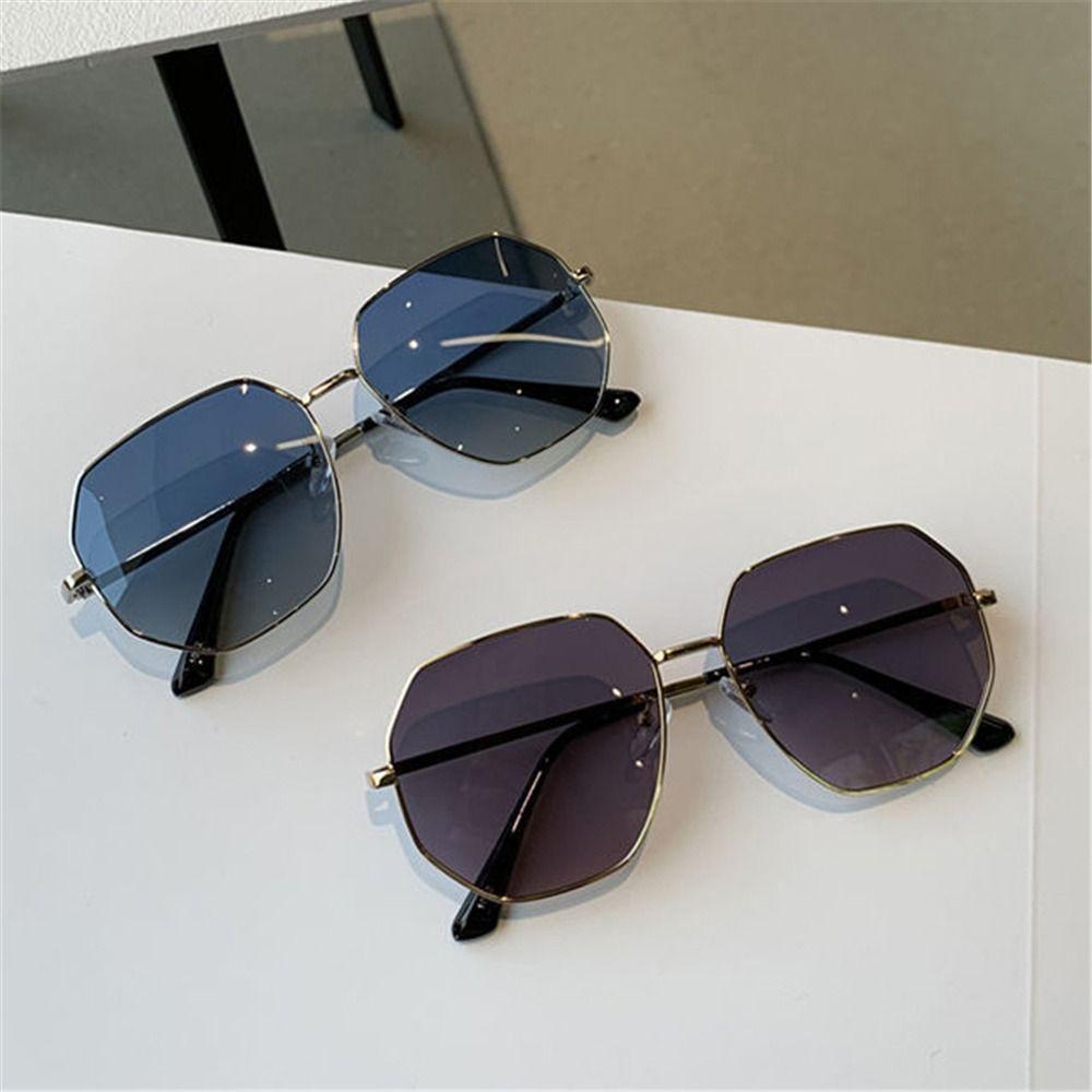 Fashion UV400 Protection Hexagon Sunglasses Metal Frame Polygon Shades Sun Glasses for Women & Men