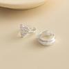 Salircon 2Pcs/Set Punk Geometric Unsmooth Love Heart Open Rings Women Simple Silver Color Finger Ring Party Jewelry Accessories