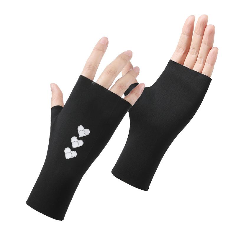 Letní ledové hedvábné opalovací rukavice s polovičními prsty Šetrné k pokožce Prodyšné Odolné proti UV záření Tenký styl Řidičské Rukavice na prsty Proti černání Nehtové umění