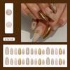 Long Almond Fake Nails Flowers Nail Tips Manicure Press On Nails  Women