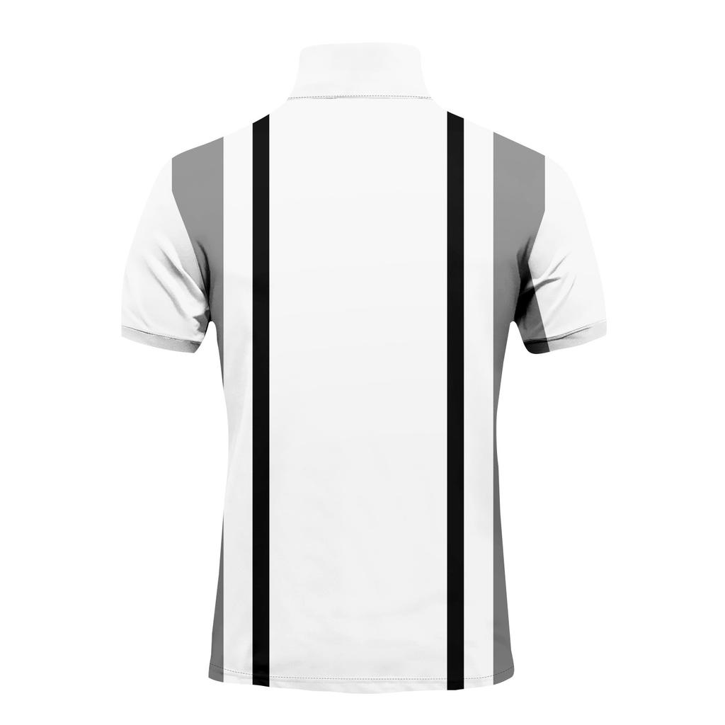 Striped Print Summer Short Sleeved Lapel Button Men's Casual Top