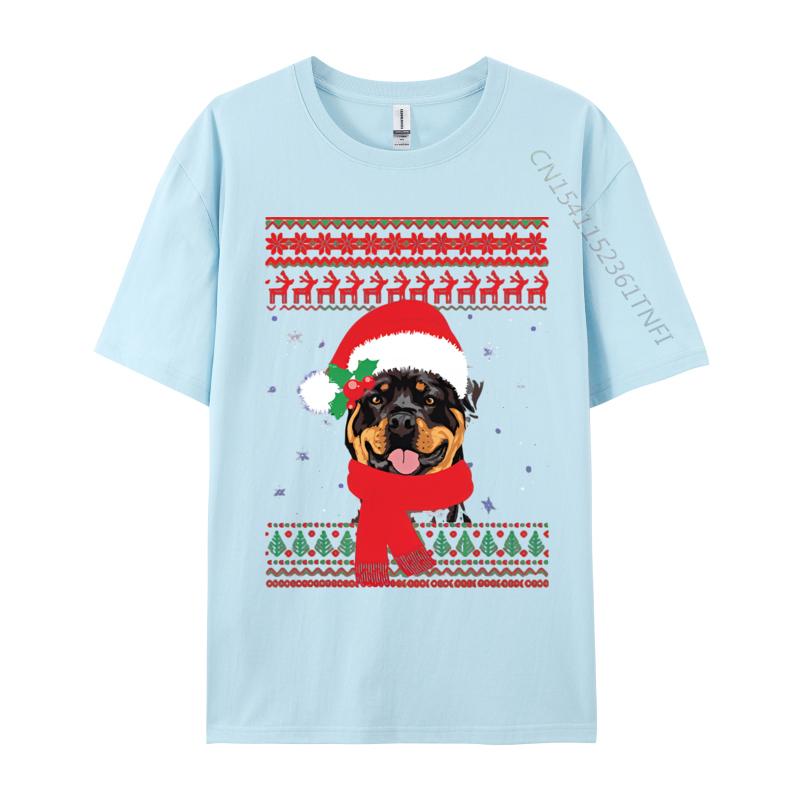 Graphic T Shirts Men Cotton Ugly Christmas Rottweiler Santa Hat Tshirt Mens Tshirt Premium Quality Unique Art Tees