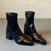 Coarse heel short boots women's thickened new thin boots European and American fashion warm winter pointed short tube versatile velvet