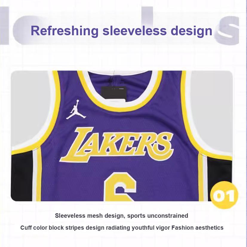 Nike Kids Set Nba Los Angeles Lakers James 6 Color Block Letter Sports Vest Kids Tops Purple 3Y2B7BXAP-LAK06