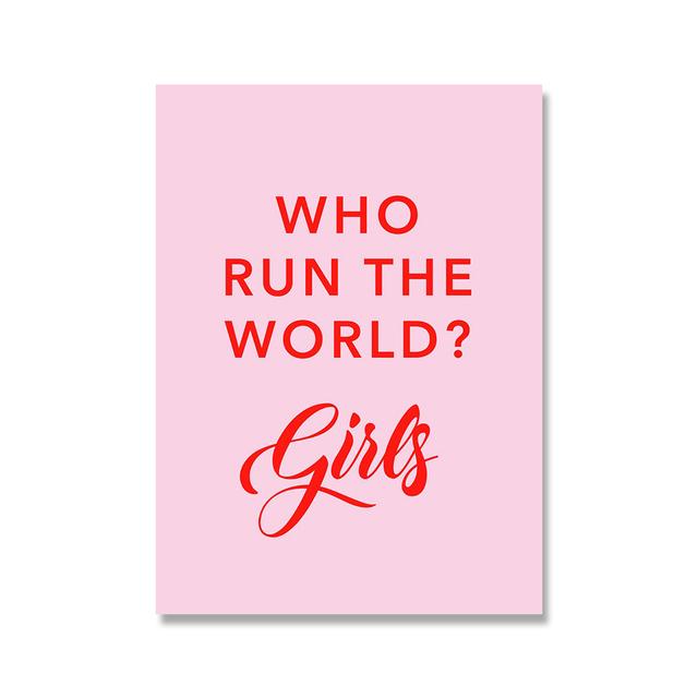 Feminist Fashion Art Pink Girl Power Wall Art Canvas Painting Prints Girls Gift Modern Pictures Living Room Bedroom Wall Poster No Frame