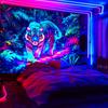 Neon Tiger Wall Tapestry Glow In Dark Jungle Art Psychedelic Blacklight Mural Modern Home Decor For Bedroom And Gaming Room