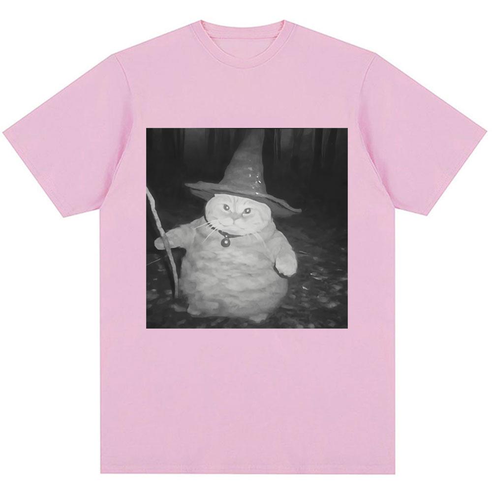Fat Wizard Cat Funny Meme Graphic T Shirts Trend Humor Joke Novelty Men Women Short Sleeve Oversized 100% Cotton Vintage T-shirt
