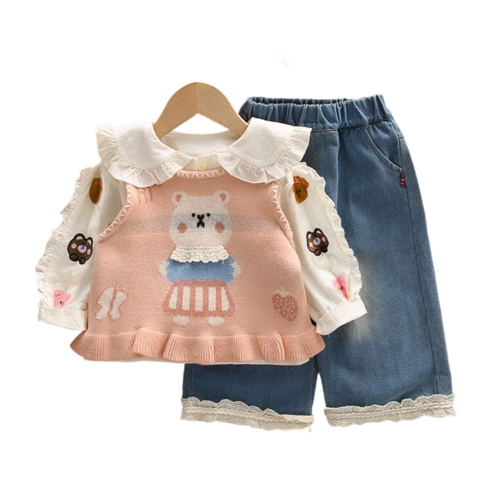 

Детский повседневный комплект с длинным рукавом, удобные наряды для повседневной носки 100 розовый