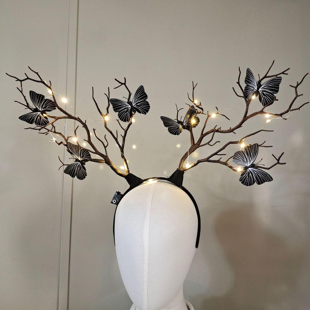 Glowing Reindeer Berry Antler Headband for Christmas & Halloween Parties