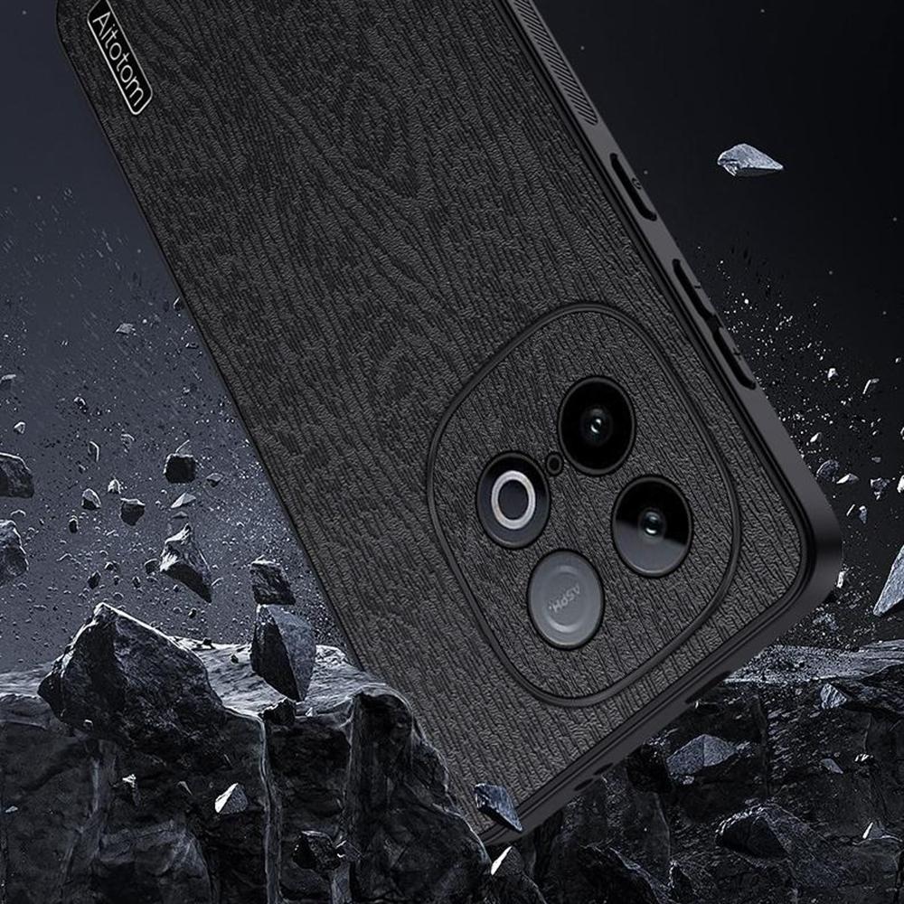 For Vivo iQOO Z10 Turbo 5G Case Wood Texture PU Leather Coated PC TPU Phone Cover