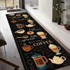 Vibrant Coffee Runner Rug Long Mat with Colorful Cups & 'But First Coffee' Printing Adds A Fun Energetic Touch To Kitchen Floors