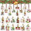 Christmas Decor - Acrylic Flat Ornaments With Whimsical Design For Tree & Home Holiday Decorating