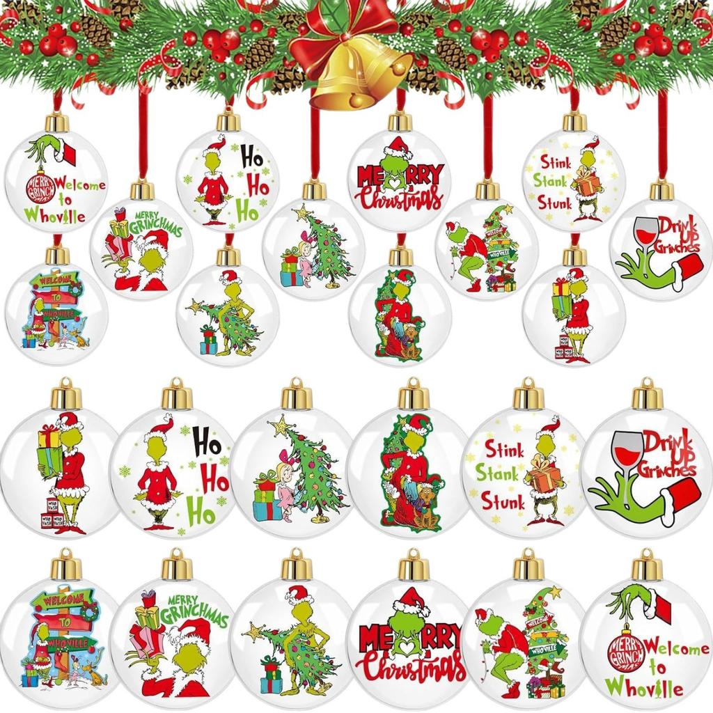 Christmas Decor - Acrylic Flat Ornaments With Whimsical Design For Tree & Home Holiday Decorating