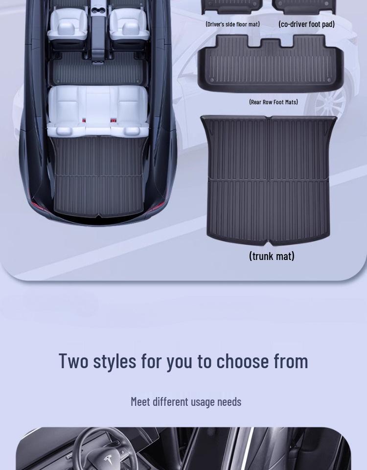 Tesla Model Y & 3 Custom TPE Floor Mats - Full Surround Car Carpets