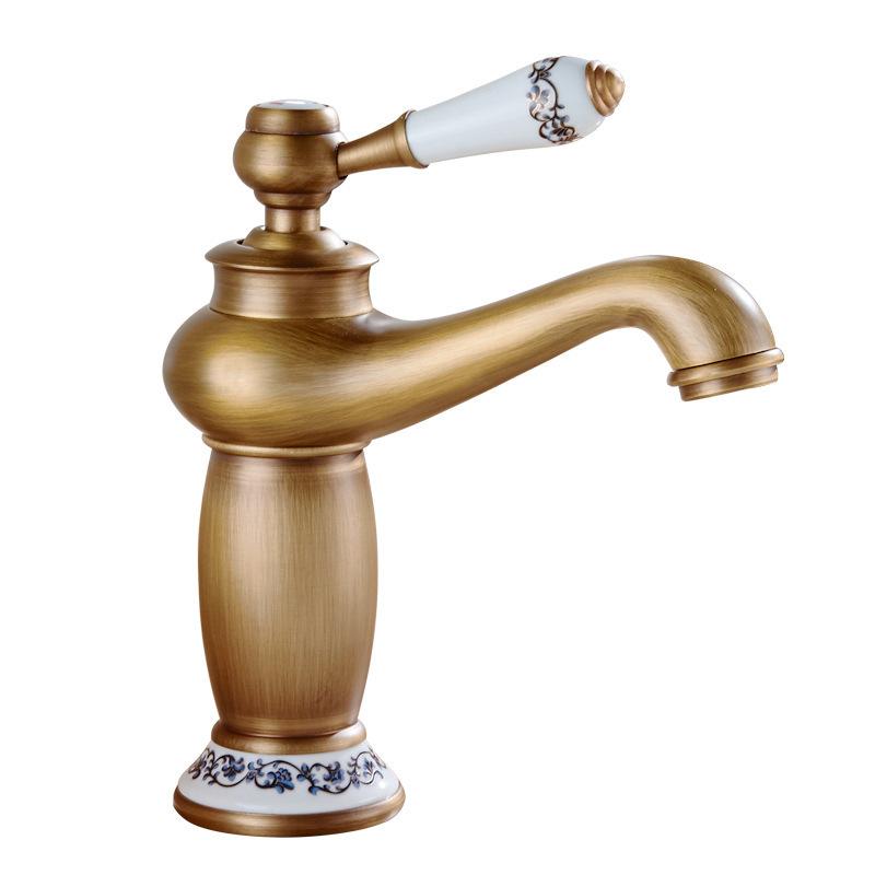 Luxury Basin Bath Faucet European Retro Single Handle Antique Bronze for Cold and Hot Water Sink Mixer Tap Mixer