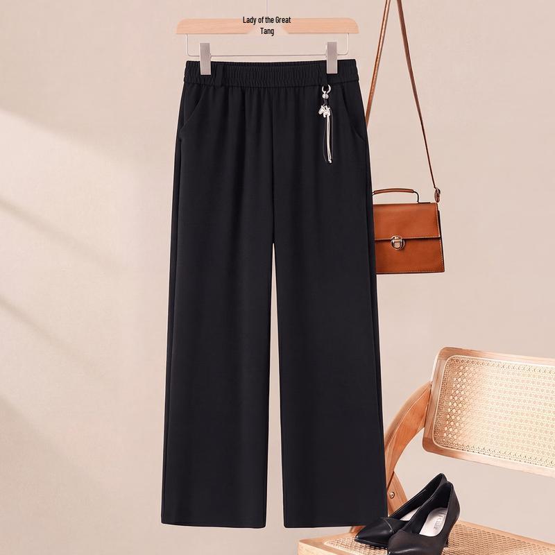 Elderly Women s Summer Casual Straight Cropped Pants 4XL