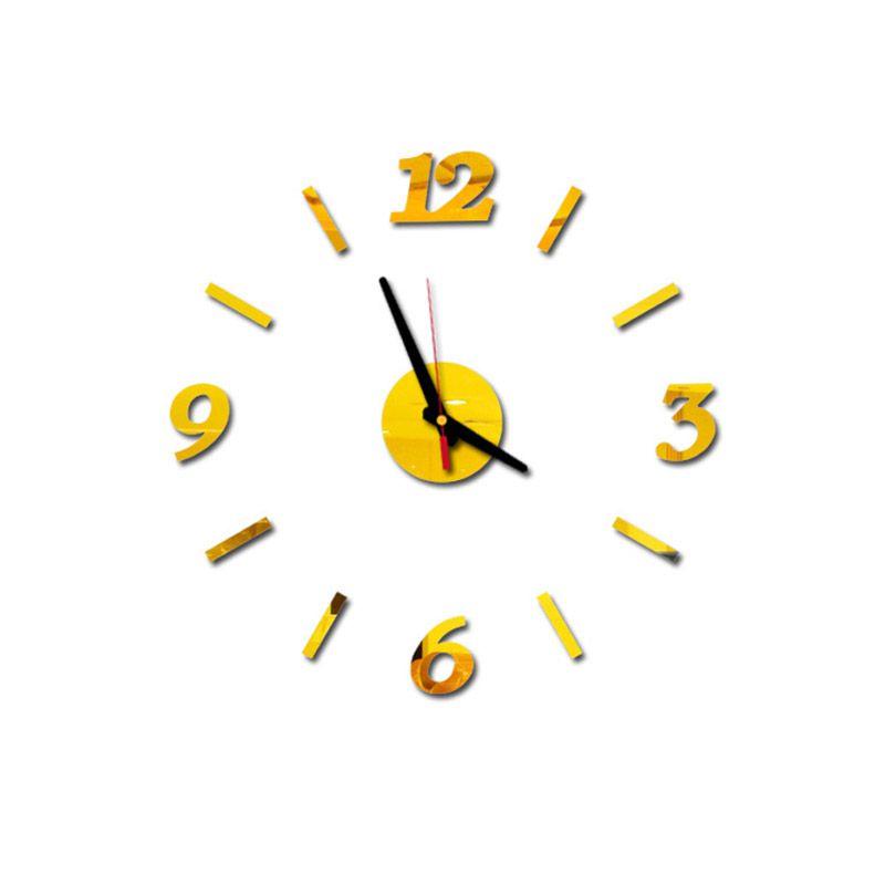 3d Analog Diy Mirror Surface Large Number Wall Clock Sticker Home Decor Office
