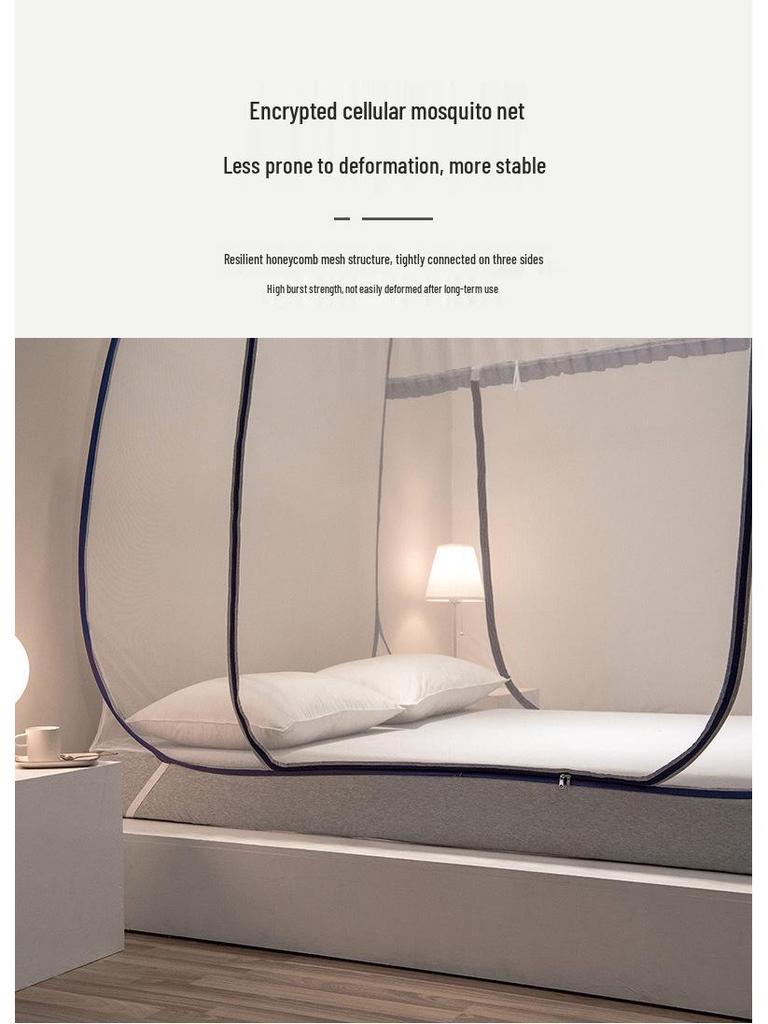 Mongolian Yurt Style 2m Anti-Fall Mosquito Net, No Installation Needed, Fits 1.8m Bed