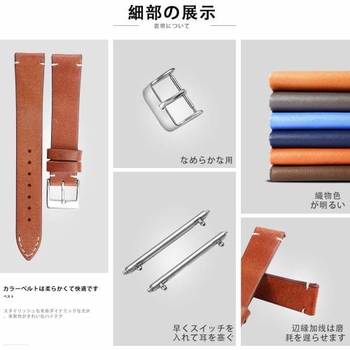 BINLUN Genuine Leather Watch Band, Quick Release, Replacement Strap for Men and Women, Unisex, 12mm, 14mm, 16mm, 18mm, 20mm, 22mm, 24mm, 4 Colors (Ora