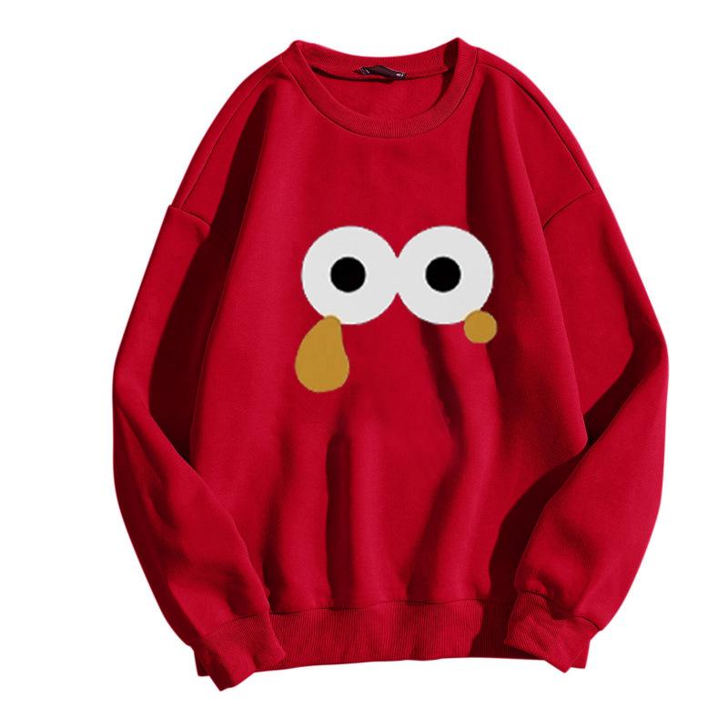 2025 Autumn/Winter Korean Style Unisex Velvet Sweatshirt - Loose Fit, Round Neck, Versatile for Students