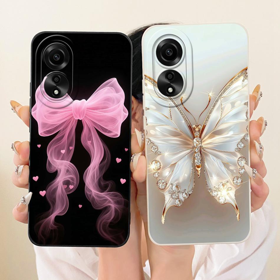 For OPPO A78 4G CPH2565 / A78 5G CPH2483 Cute Cat Flower Cartoon Phone Case For Oppo A78 Shockproof Soft Silicone Bumpers