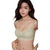 Dushiliren Women's Bra, Minimizing for Large Breasts, Thin Style, Rabbit Cup, Breathable, Sexy Lace, Wireless, Green, Size 75B