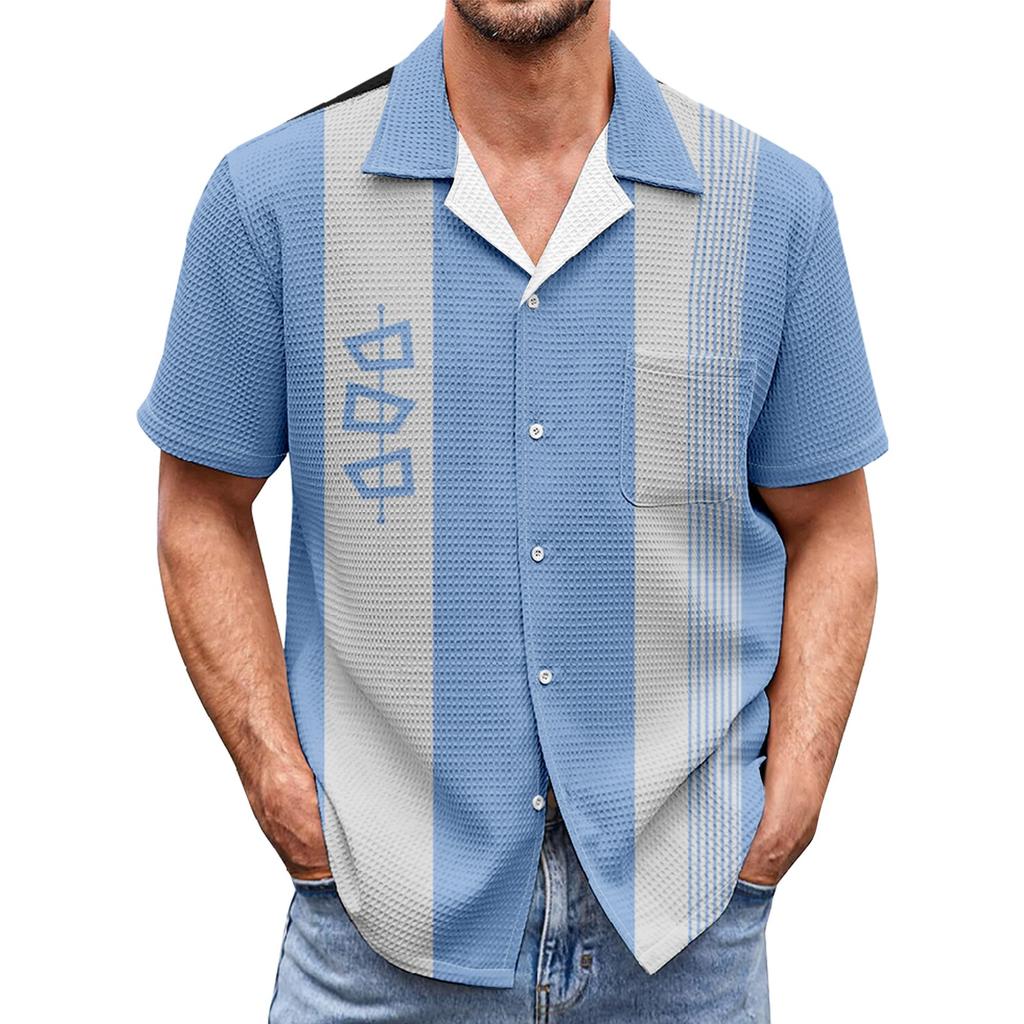 Men's Colorblock Button Pocket Short Sleeve Shirts Men's Casual Fashion Short Sleeve Shirts